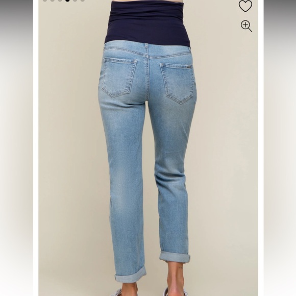 Pinkblush Distressed Light Blue Cuffed Maternity Jeans - Picture 4 of 4